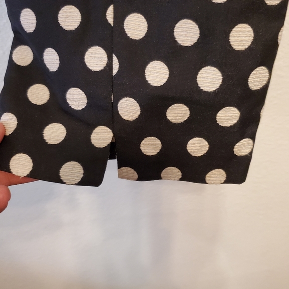 Talbots RSVP black ankle pants-textured ivory dots - Picture 5 of 7